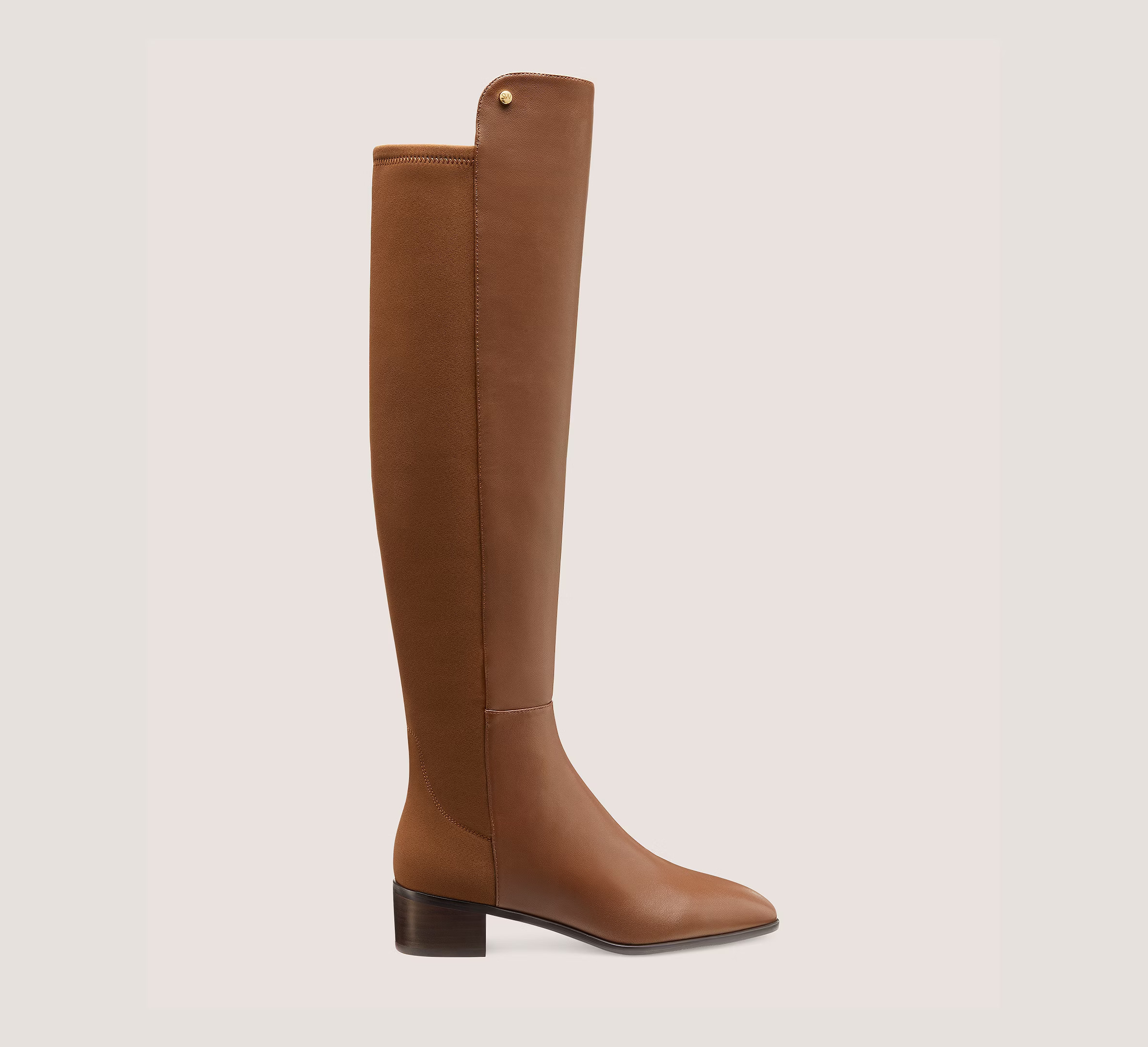 Stuart Weitzman City Block Square-Toe Boot The SW Outlet, Coffee Brown Nappa Leather, Size: 5 Medium | Stuart Weitzman Outlet