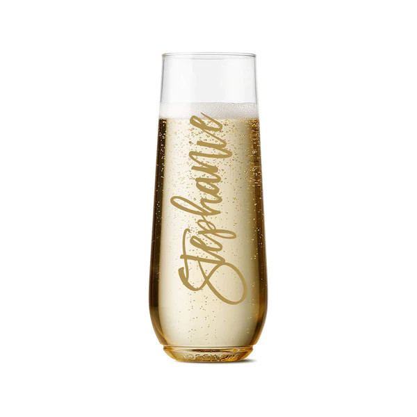 Custom Name Acrylic Champagne Flute | Sprinkled With Pink