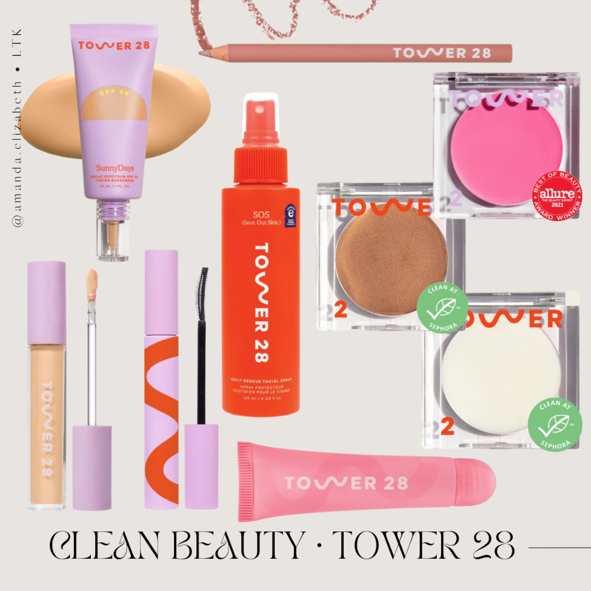 clean beauty favorites • tower 28 
PETA Certified
Price Range: $15-$88
Highlighted Products: 
- SunnyDays SPF 30 Tinted Sunscreen Foundation 
- Swipe All-Over Hydrating Serum Concealer
- Make Waves Lengthening + Volumizing Mascara 
- SOS Daily Rescue Facial Spray 
- LipSoftie™️ Hydrating Tinted Lip Treatment Balm 
- OneLiner Lip Liner Pencil 
- BeachPlease Lip + Cheek Cream Blush 
- Bronzino Illuminating Cream Bronzer 
- SuperDew Shimmer Free Highlight Balm



#LTKfindsunder50 #LTKbeauty #LTKstyletip