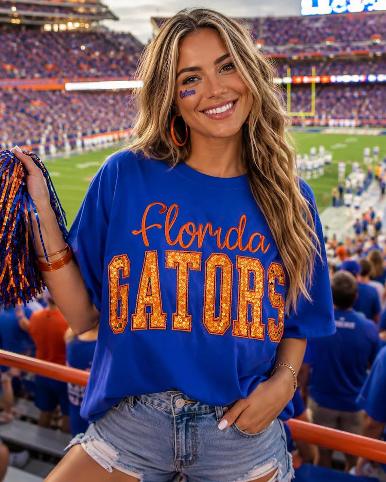 Florida Spirit Tee- SEQUIN MATERIAL APPLIQUE | Etsy (Global)
