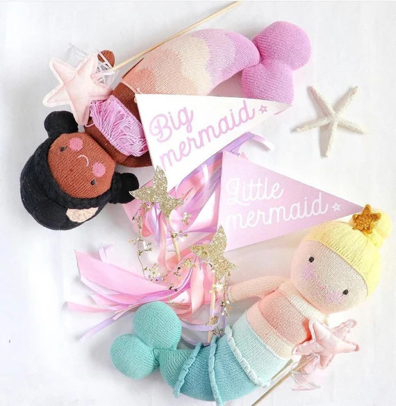 Mermaid Pennant Flags // Little Mermaid, Middle Mermaid, Big Mermaid Pennant Flag Printable // Su... | Etsy (US)