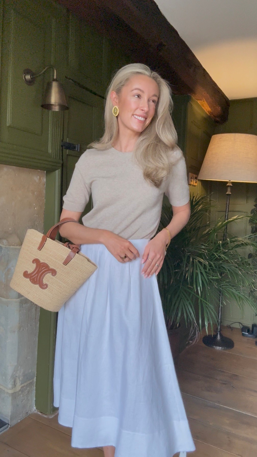 Styling a grey knitted t shirt with a beautiful white skirt from Reformation for today’s Spring look! 

#LTKmodest #LTKuk #LTKspring