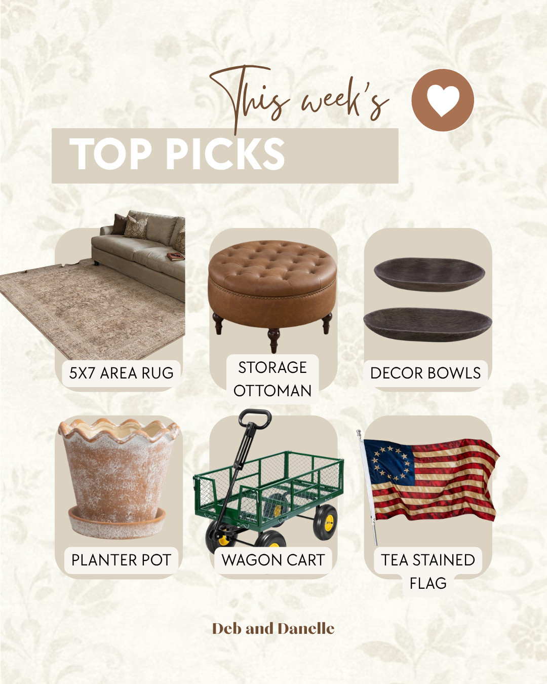 Our most-loved items of the week include this vintage-style washable area rug, our storage ottoman in our walk-in closet, and our new planter pot.  

 #LTKSeasonal #LTKHome