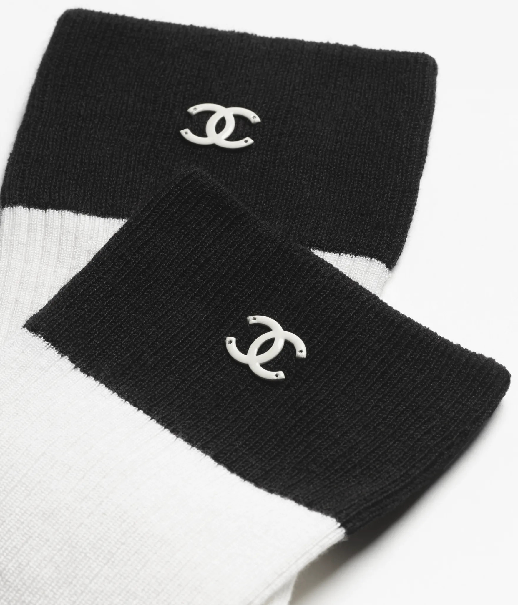 Socks - Silk & cotton, white & black — Fashion | CHANEL | Chanel, Inc. (US)
