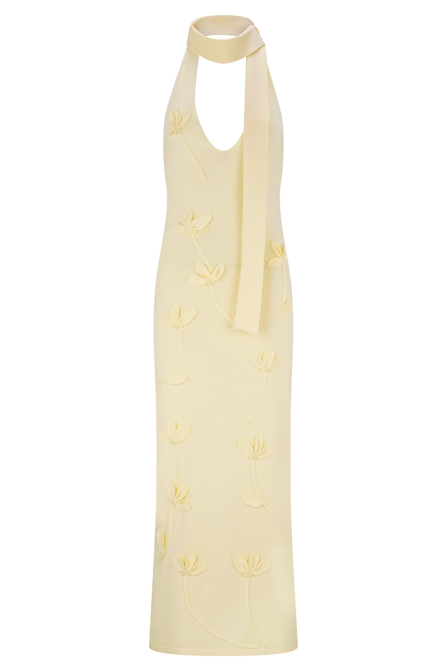 Wynn Floral Knit Midi Dress - Lemon | MESHKI US