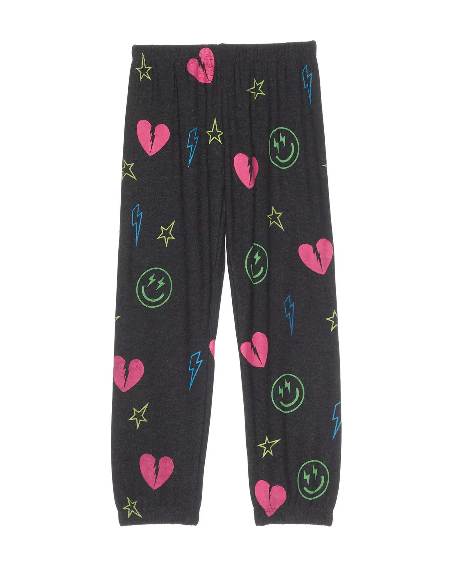 Chaser Kids Neon Heart & Smiles Pants (Toddler/Little Kids) | Zappos