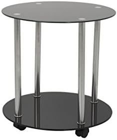 AVF T62-A Black Glass & Chrome Two Tier Round Wheeled Side Table/Lamp Table/End Table/Occasional ... | Amazon (US)