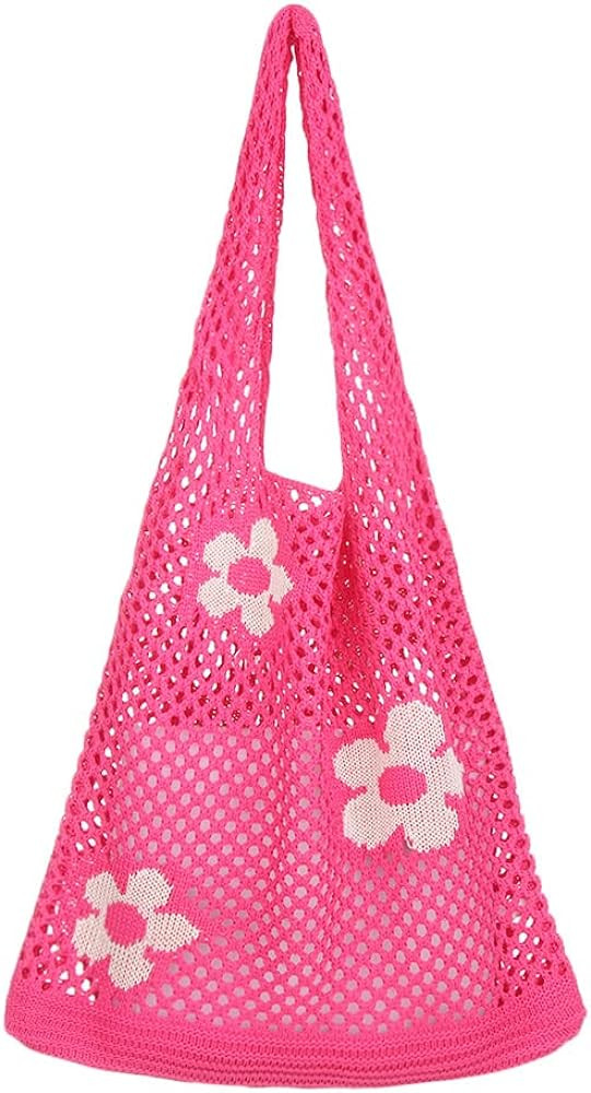 Ovida Crochet Tote Bag Mesh Beach Bag Fairycore Hobo Bag Fairy Grunge Aesthetic Shoulder Bag Y2k ... | Amazon (US)