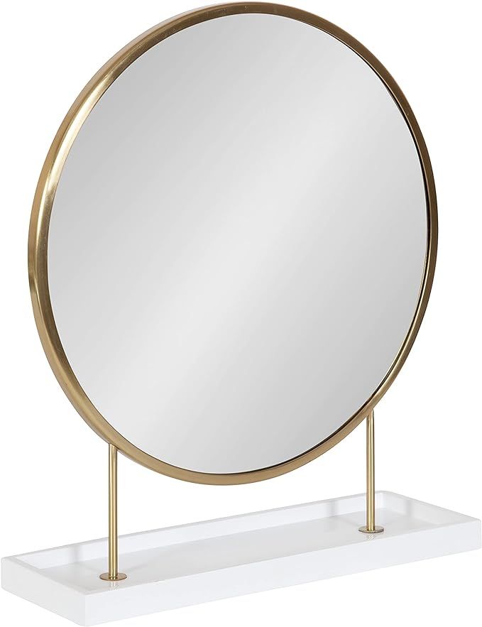 Kate and Laurel Maxfield Round Tabletop Mirror, 18x22, White/Gold | Amazon (US)