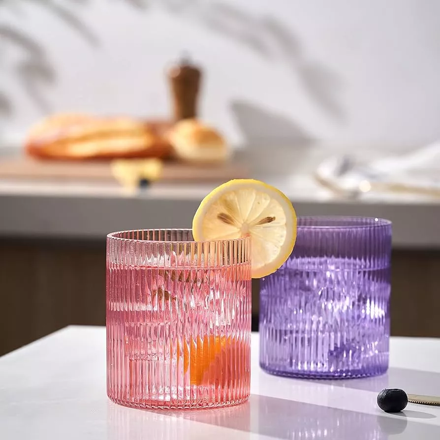 Fluted Acrylic Drinking Glasses