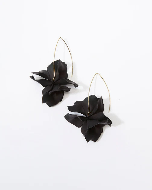 Air Bloom Floral Drop Earrings - Black | VICI