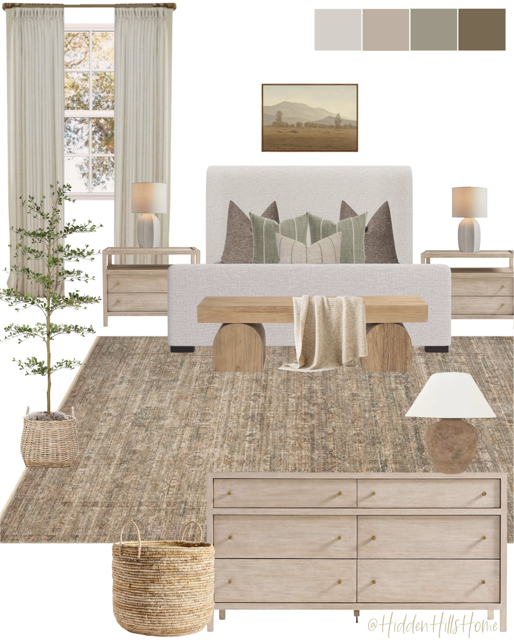 Cozy neutral bedroom decor ideas! Master bedroom mood board, home decor inspiration, bedding, upholstered bed, nightstands, bedroom rug, bedroom design #bedroom

#LTKSaleAlert #LTKSeasonal #LTKHome