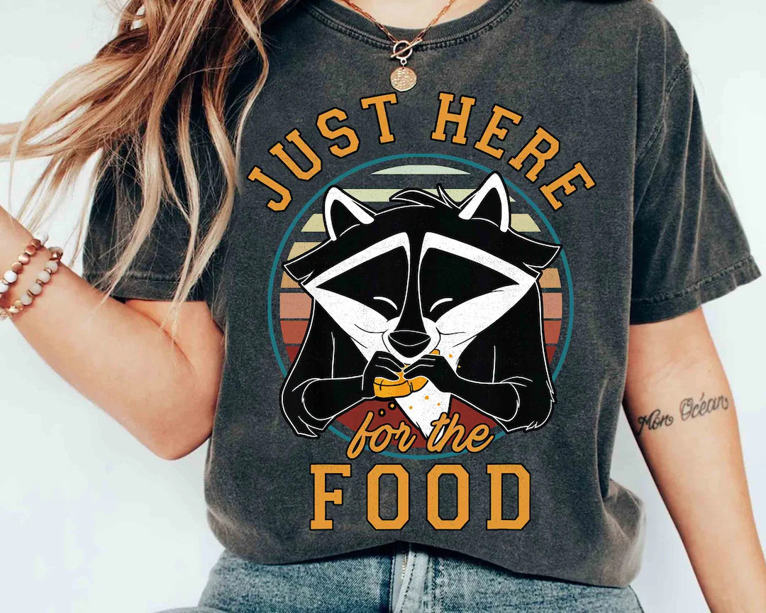 Disney Pocahontas Funny Meeko Just Here for the Food Retro Shirt, Magic Kingdom Unisex T-shirt Fa... | Etsy (US)