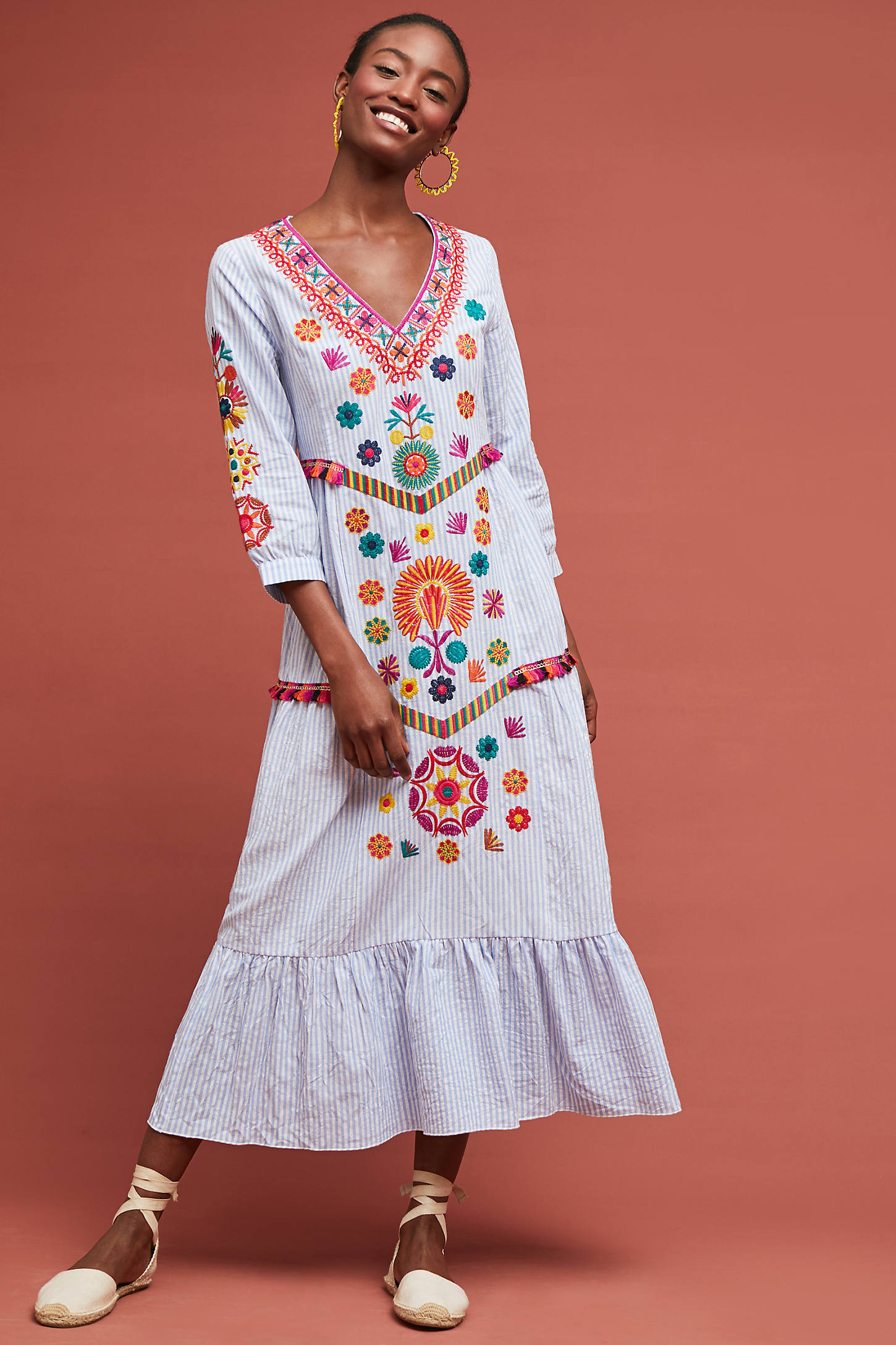 Genevieve Embroidered Maxi Dress | Anthropologie (US)