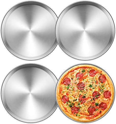 Velaze Pizza Pan 11 Inch,4 Pack Stainless Steel Pizza Tray Dishwasher and Microwave Safe,Pizza Conta | Amazon (US)