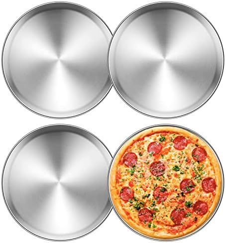 Velaze Pizza Pan 11 Inch,4 Pack Stainless Steel Pizza Tray Dishwasher and Microwave Safe,Pizza Conta | Amazon (US)