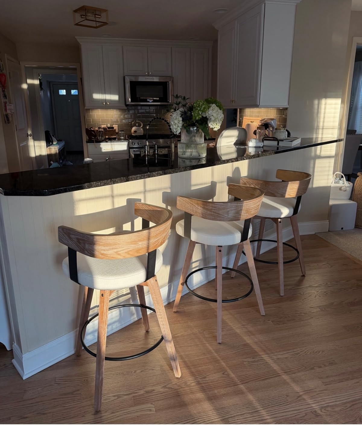 DUOMAY Swivel Bar Stools Set of 4-26" Counter Height Bar Stool with Footrest - Modern Wood Barsto... | Amazon (US)