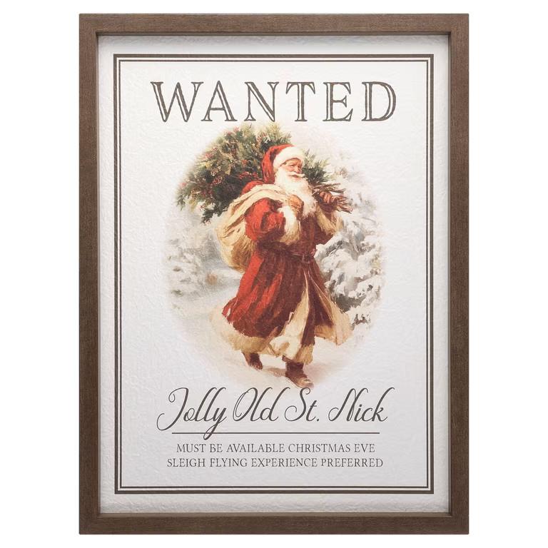 Jolly Old Saint Nick Framed Christmas Wall Art, Multicolor, 12" x 16", by Holiday Time | Walmart (US)