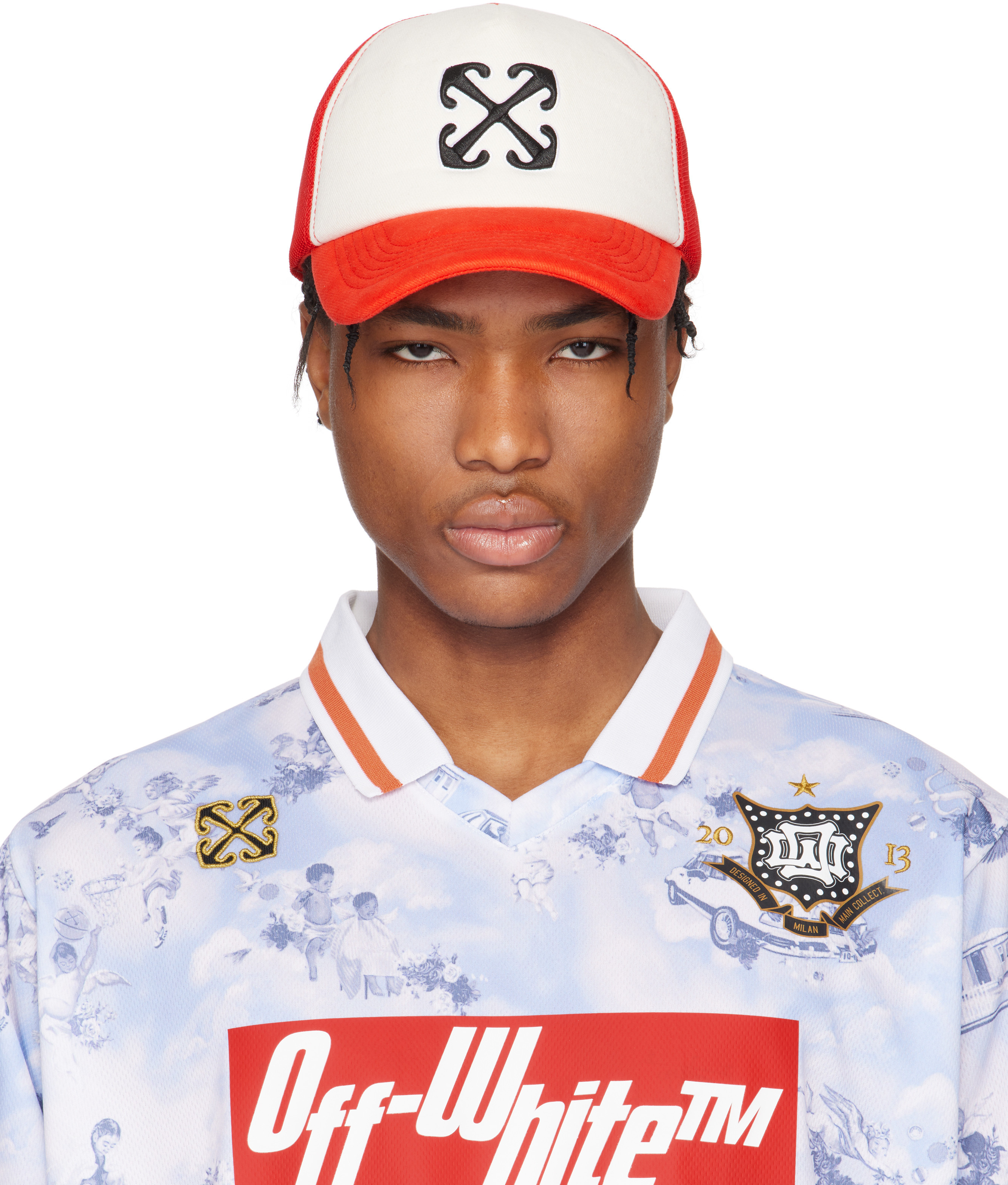 Off-White Red & White Arrow Trucker Cap | SSENSE
