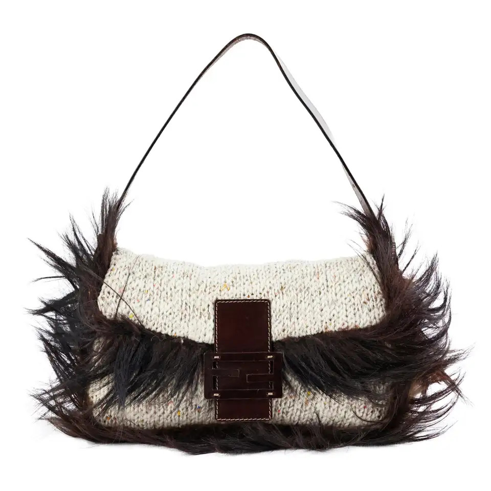 Fendi Knitted Baguette with Fur | 1stDibs