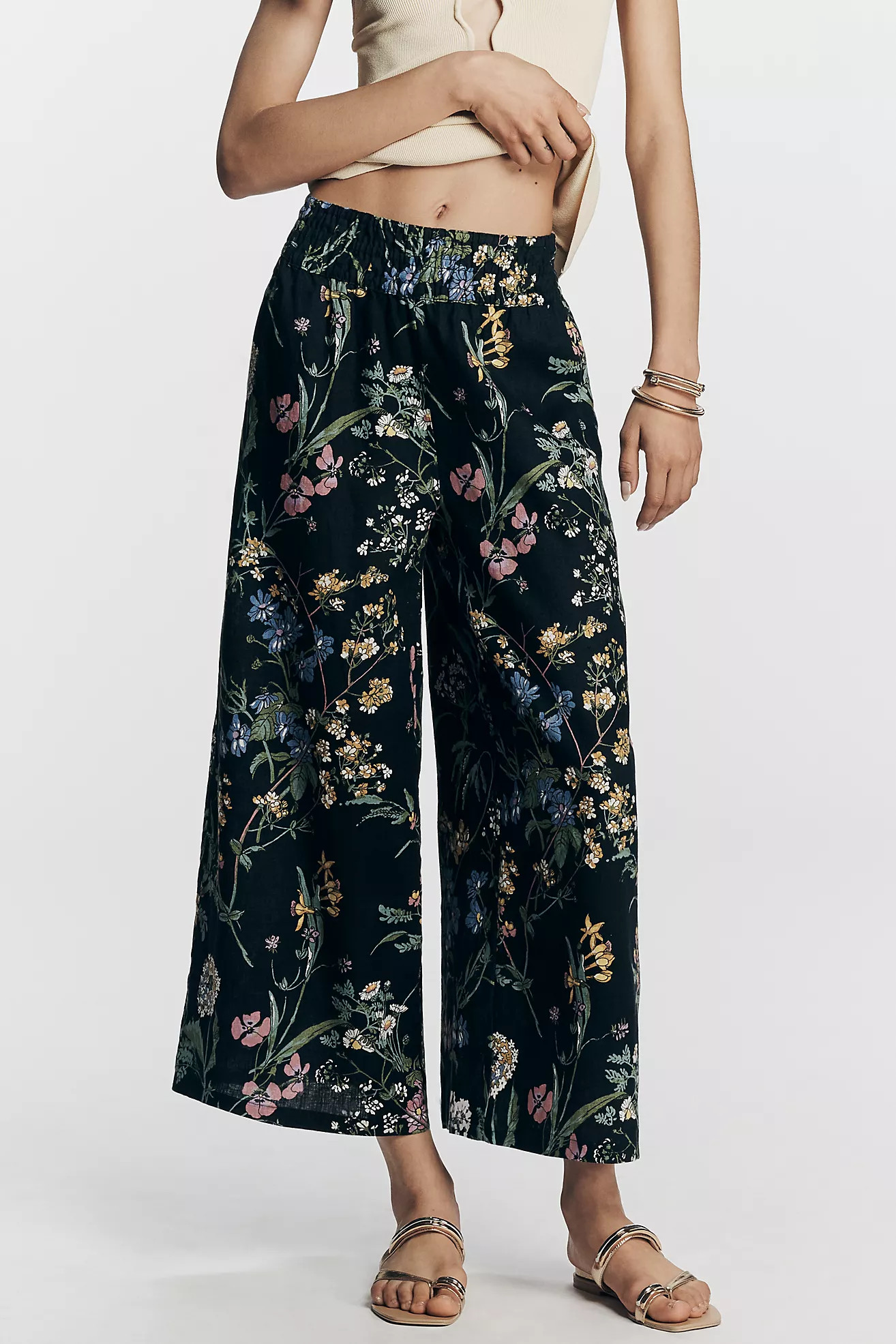 The Somerset Printed-Linen Pull-On Pants | Anthropologie (US)