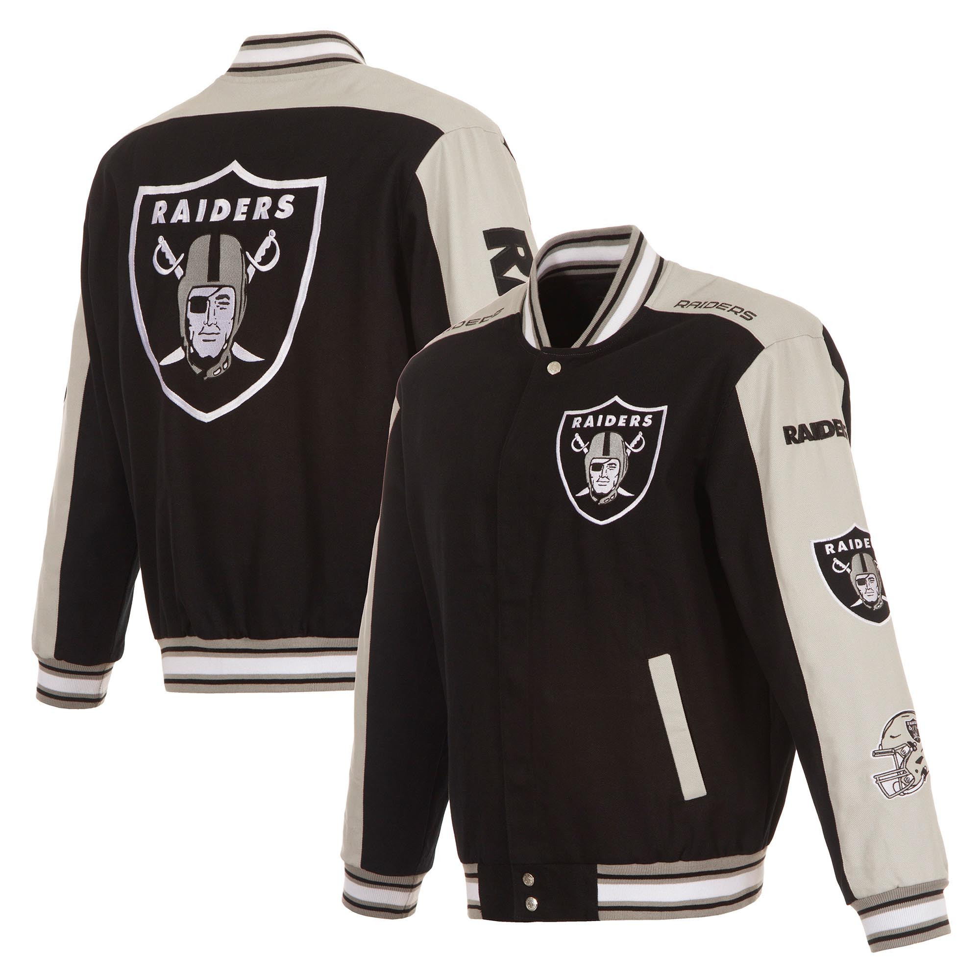 Men's JH Design Black Las Vegas Raiders Twill Full-Zip Jacket | Fanatics