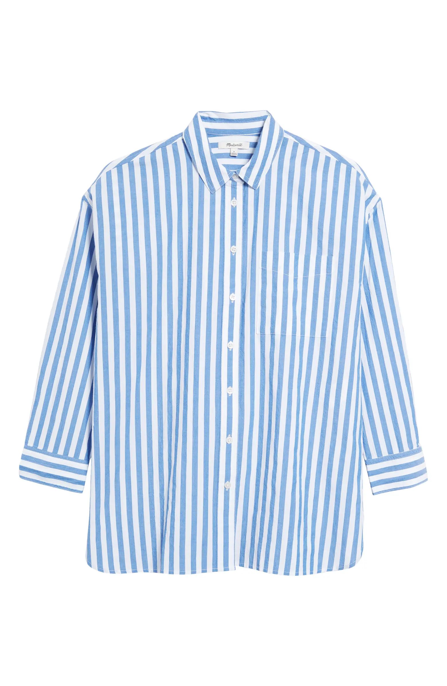 Madewell The Signature Poplin Springy Stripe Oversize Button-Up Shirt | Nordstrom | Nordstrom