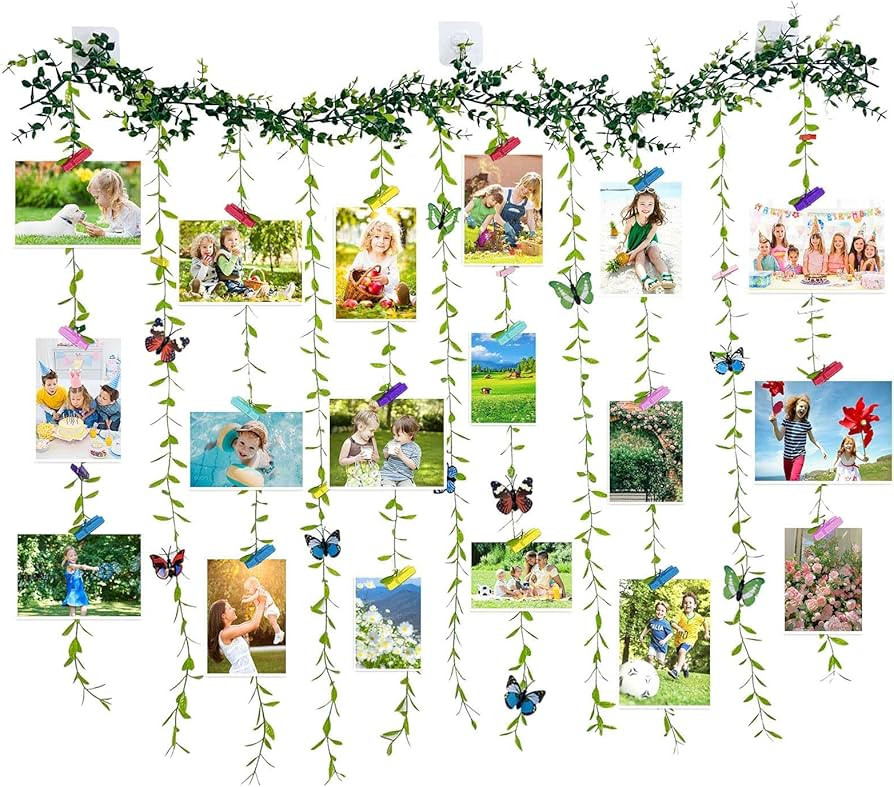 Wall Hanging Photo Display with Clip，Artificial Eucalyptus Vine Tree Leaf DIY Picture Photo Fra... | Amazon (US)