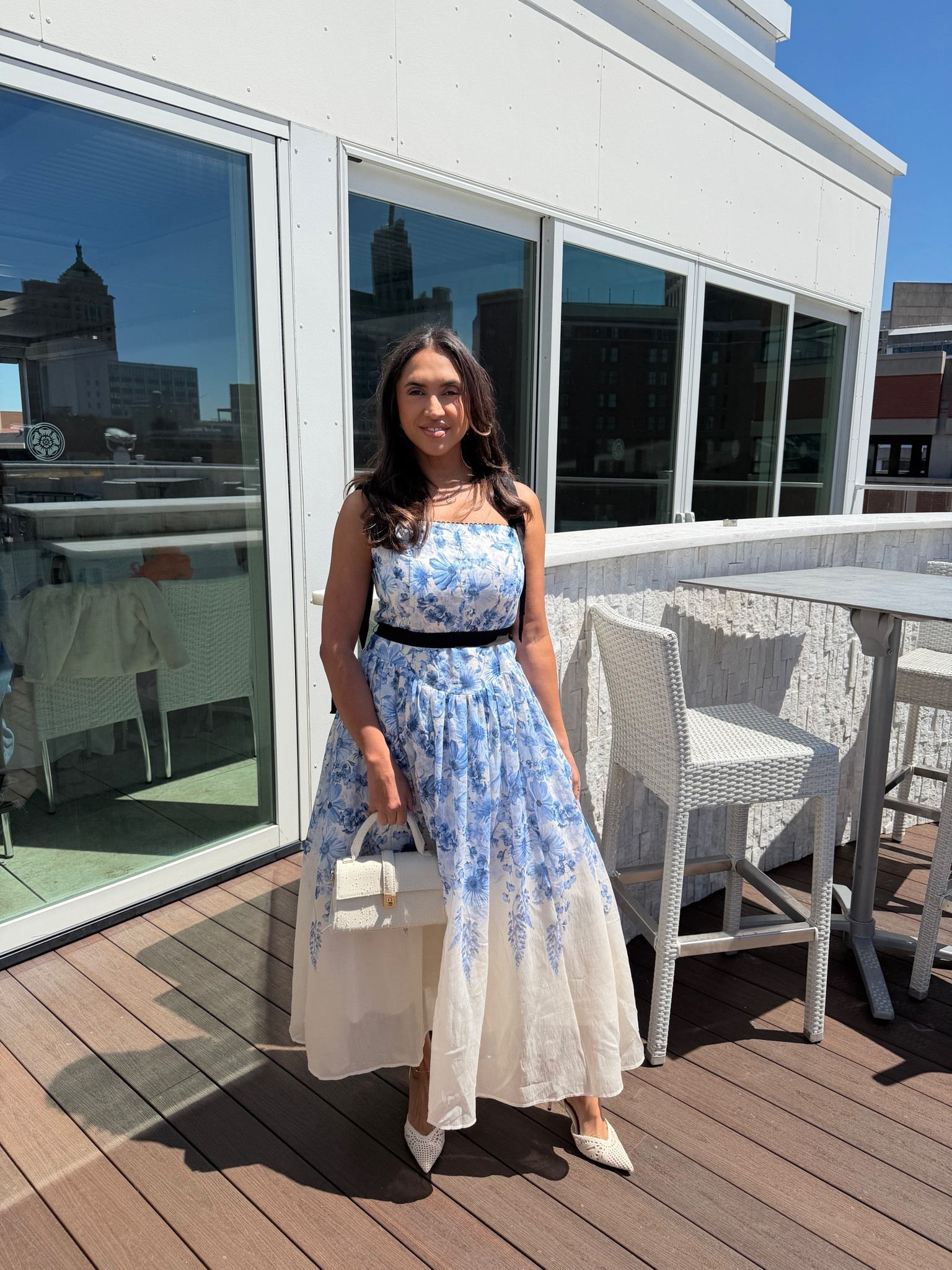 Found the dreamiest H&M dress. Serving soft elegance that looks way more expensive than it was ✨💙 The perfect look for every brunch, rooftop and summer event you have coming up. 
The floral print, square neckline and little black ribbon detail make it look so timeless and feminine.

#LTKootd #LTKgrwm #LTKmomlife