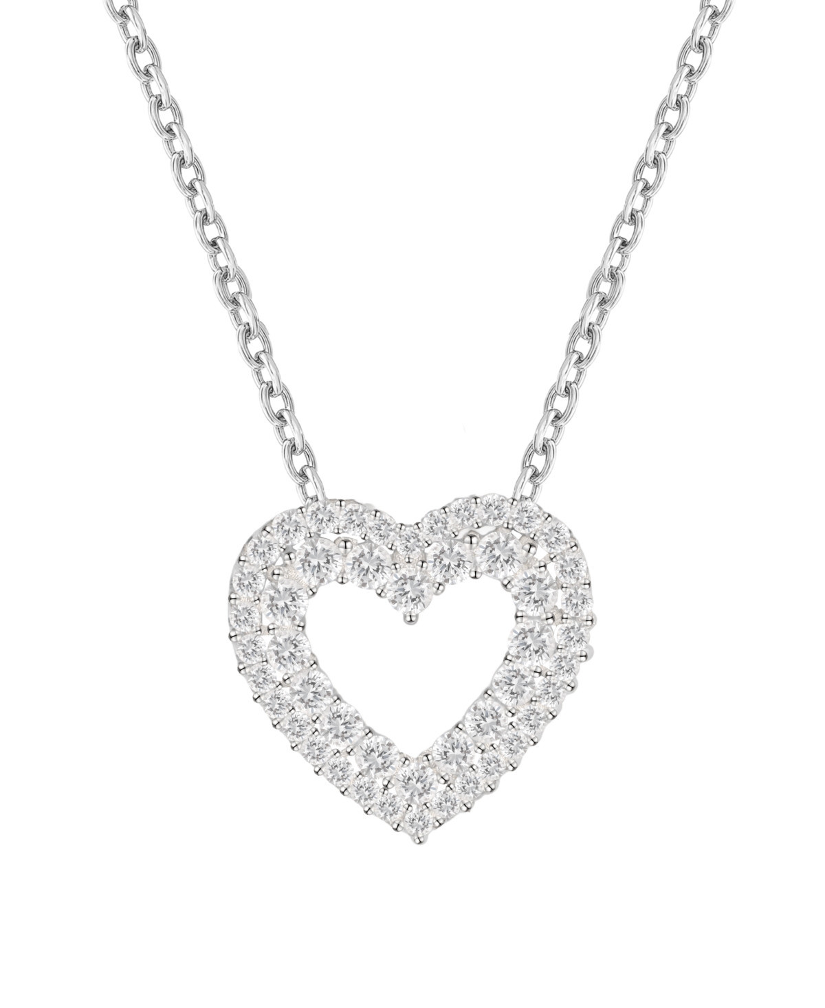 Macy's Diamond Heart Pendant Necklace (1/3 ct. t.w.) in 10k White Gold - White Gold | Macy's