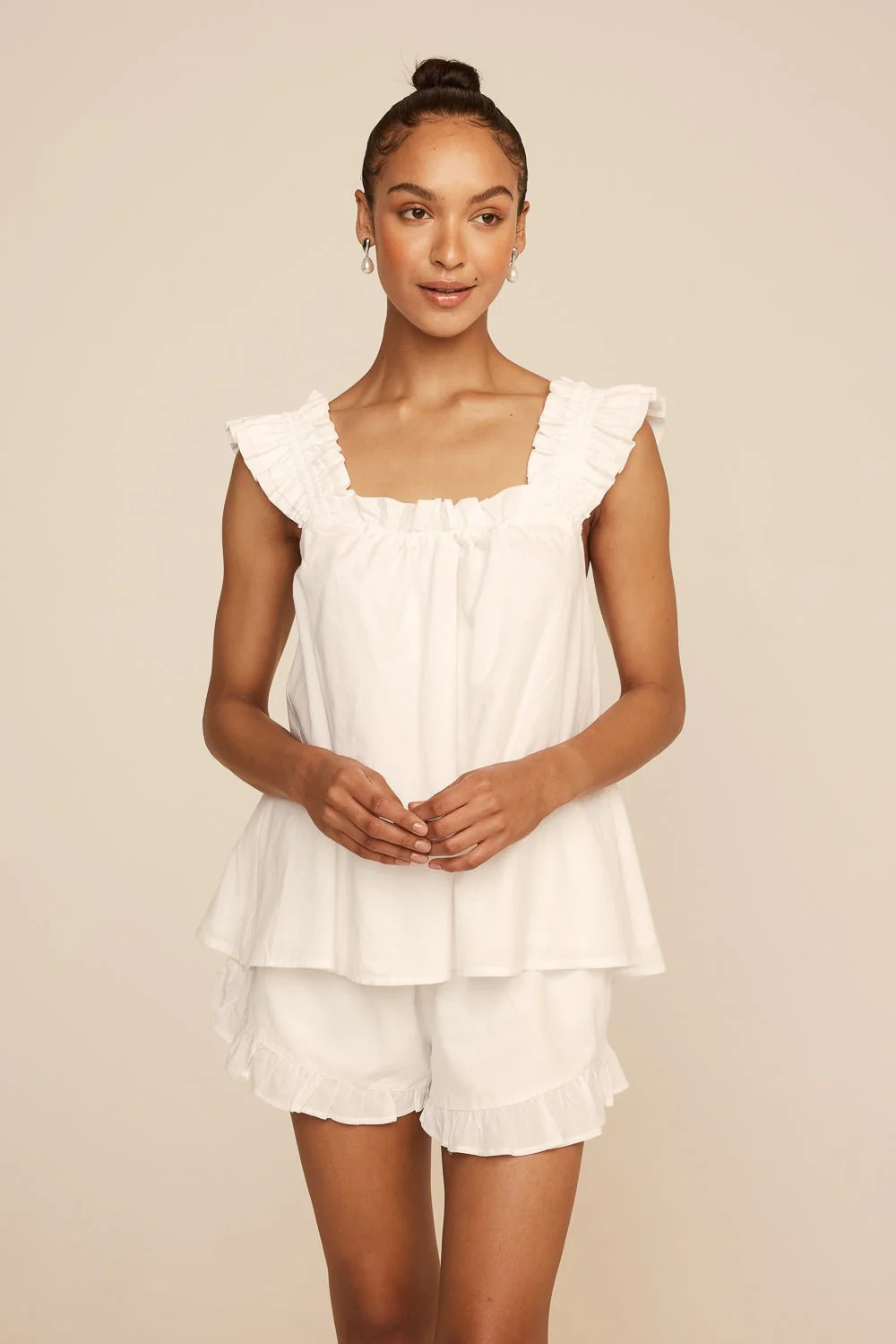 Nicolette Sleep Set - White Washed Cotton | Piyama US