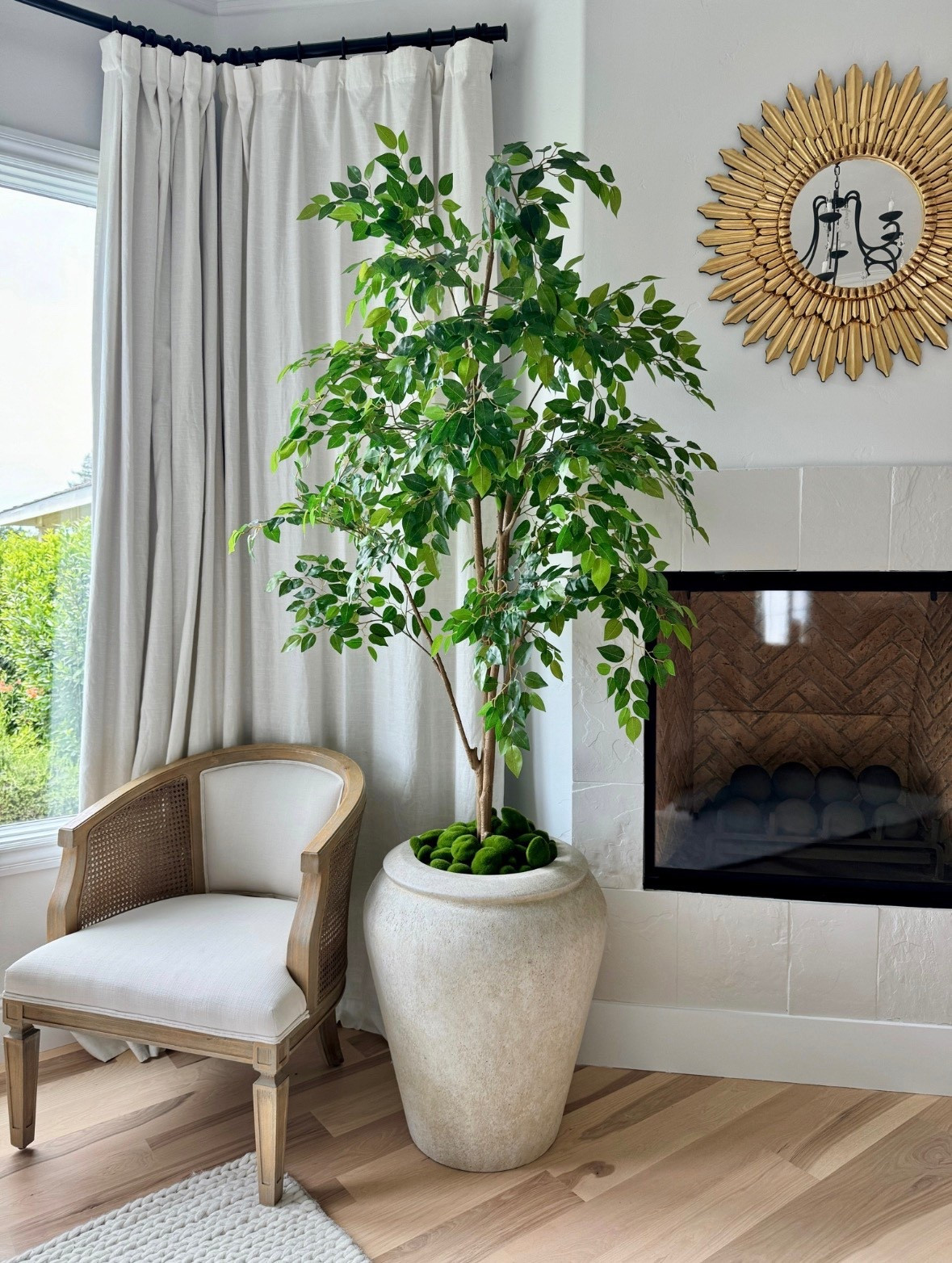 This faux 7ft ficus tree in the washed alabaster planter brings balance and aesthetic to our space 



#LTKHome #LTKU