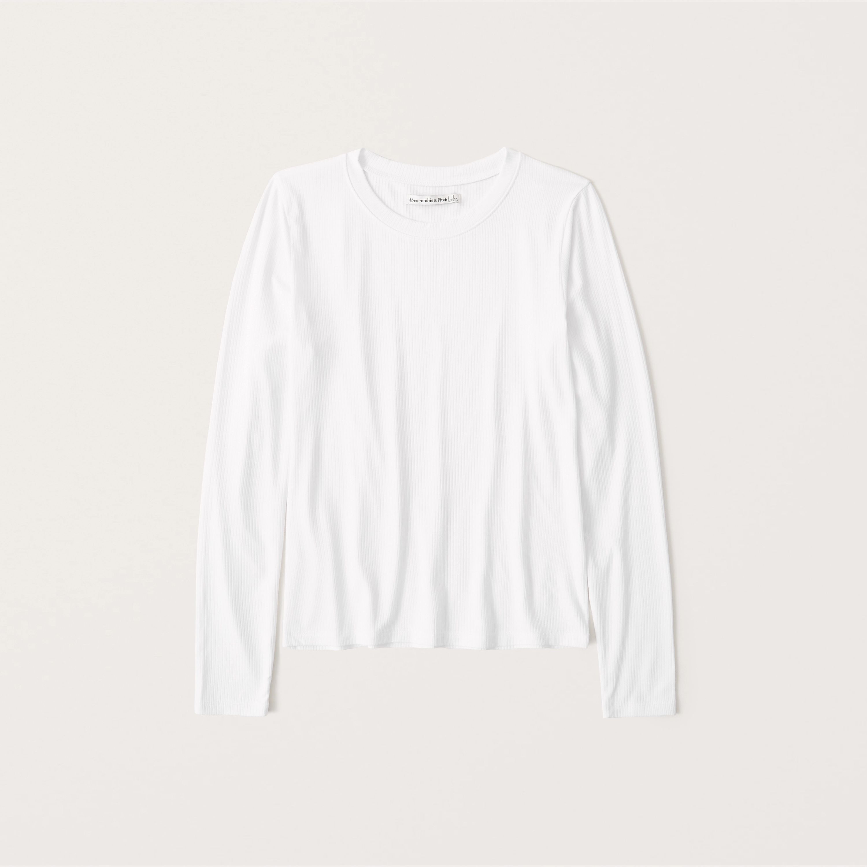 Long-Sleeve Drapey Ribbed Tee | Abercrombie & Fitch (US)