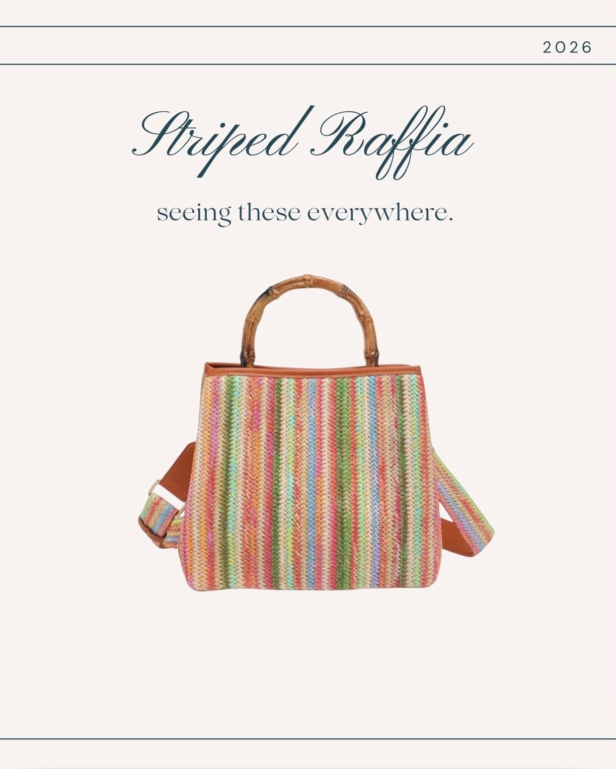 Seeing this everywhere! Love the subtle colors of this raffia bag with the bamboo handle. It’s just the right amount of color to accentuate any neutral outfit you wear this summer! It is darling with jeans, shorts, especially with a pretty sun dress! s

#LTKOver40 #LTKSeasonal #LTKMidsize