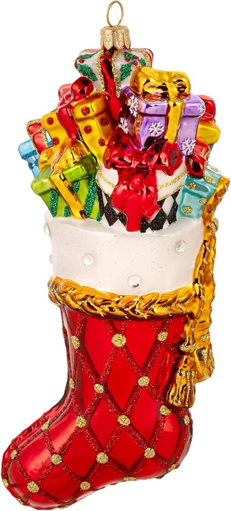 Miss Christmas 2025 Collection Gifts Galore Blown Glass Christmas Tree Ornament (Festive Stocking... | Amazon (US)