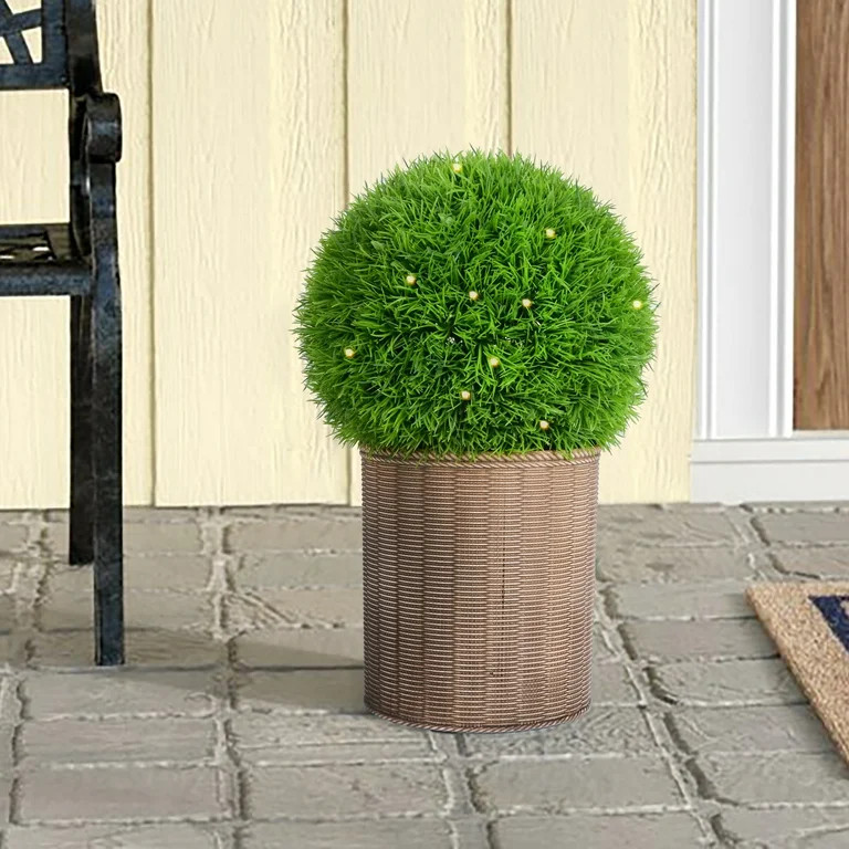 Better Homes & Gardens  18"H  Topiary Outdoor Round Decor with Solar Powered Warm White LED Light... | Walmart (US)