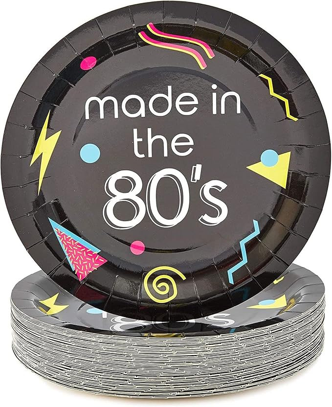 BLUE PANDA 80s Birthday Party Plates (9 in., 48 Pack) | Amazon (US)