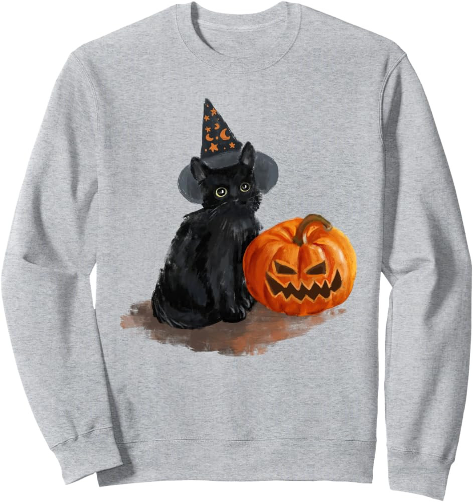 Funny Holloween Costume Women Girls Halloween Black Cat Pump Sweatshirt | Amazon (US)