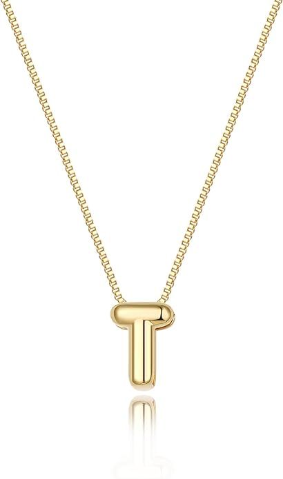 Lisitine Bubble Initial Necklaces Dainty Gold Letter Necklace 14K Gold Plated Cute Name Choker Ne... | Amazon (US)