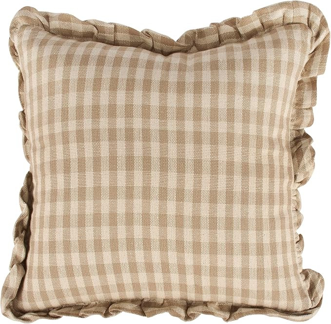 Primitives by Kathy Decorative Throw Pillow, Woven tan Gingham in a Vintage Cottage Style, Remova... | Amazon (US)