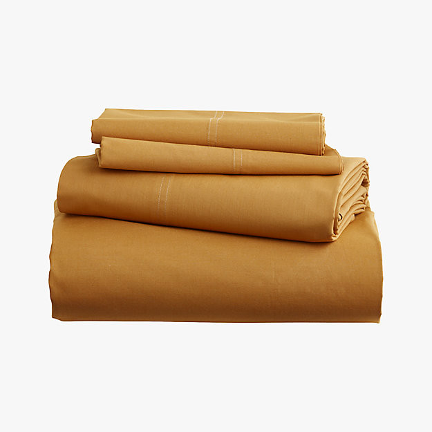 organic camel hair percale full sheet set | CB2