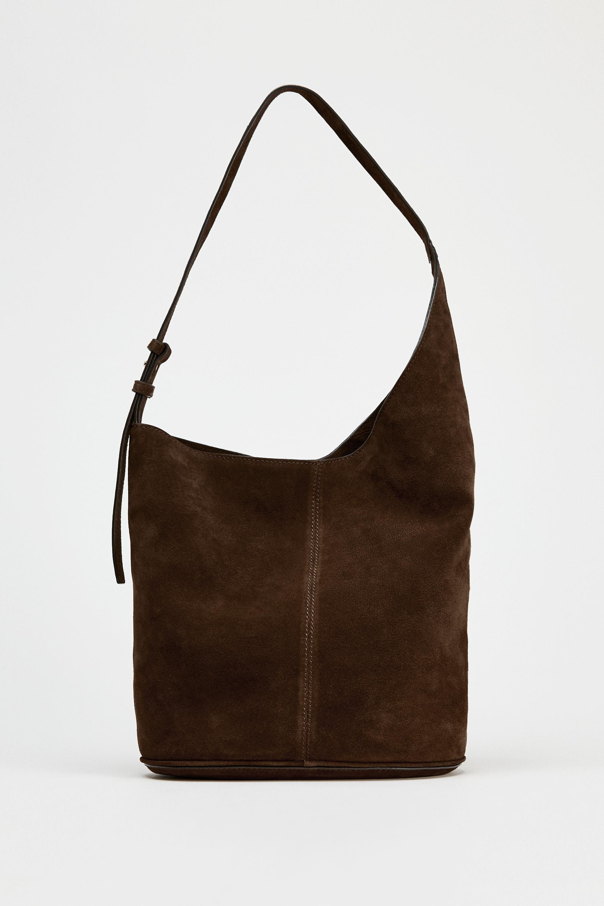 ASYMMETRIC SOFT SPLIT SUEDE BUCKET BAG | Zara UK