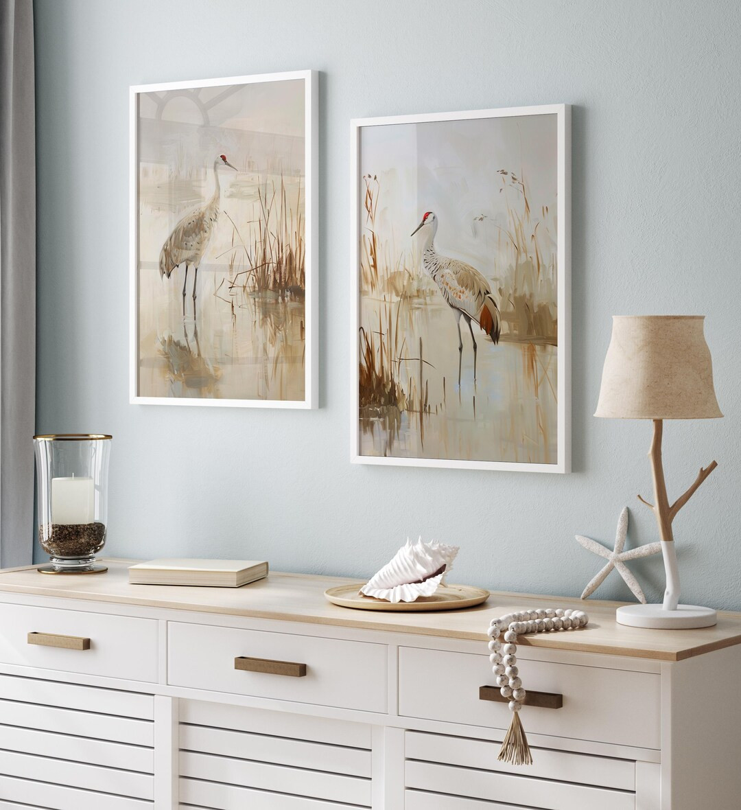 Sandhill Crane Print Set: Minimalist Coastal Fine Art Posters - Etsy | Etsy (US)