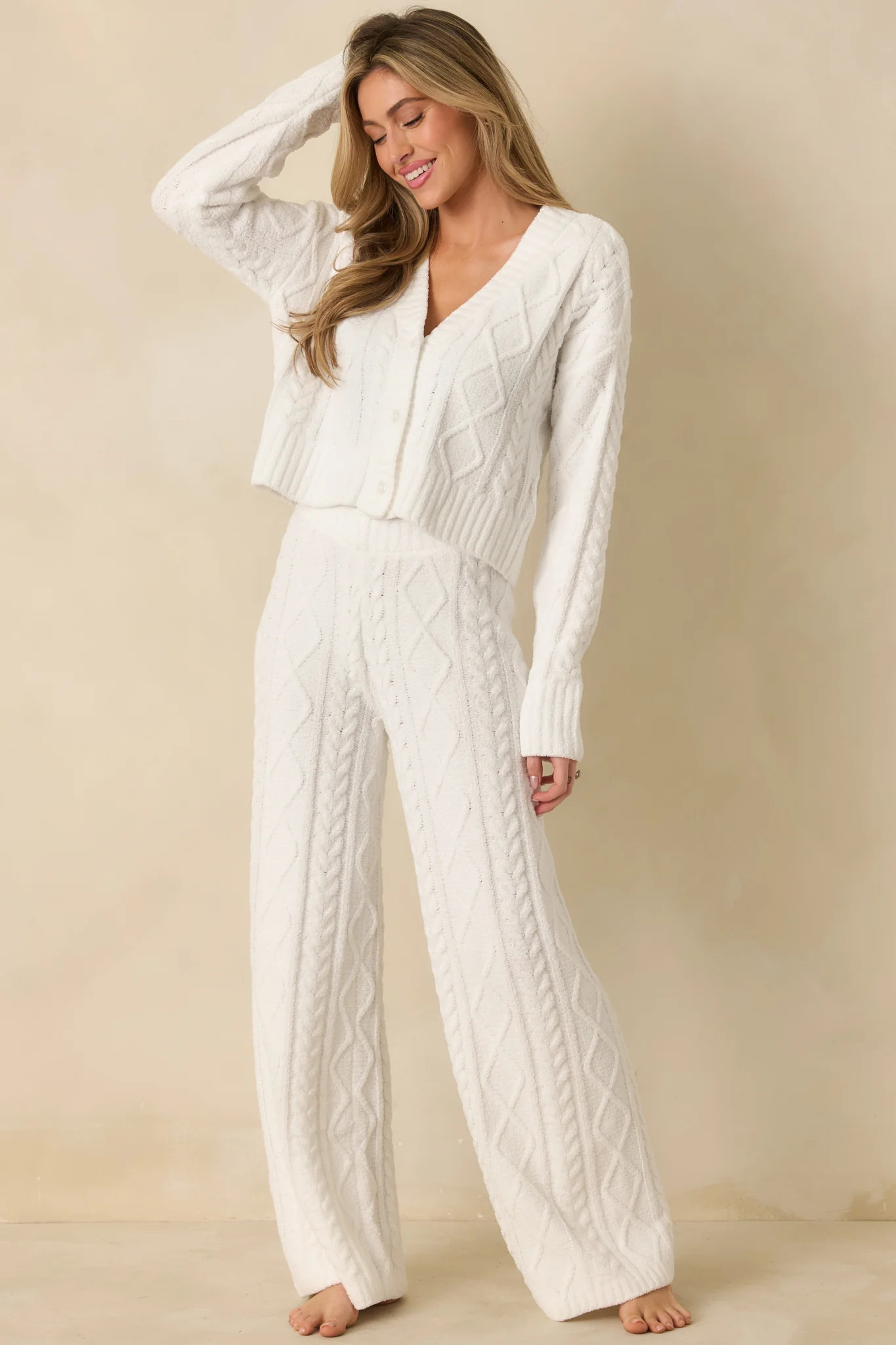 Z Supply Elsa Ivory Cable Knit Cardigan | Red Dress