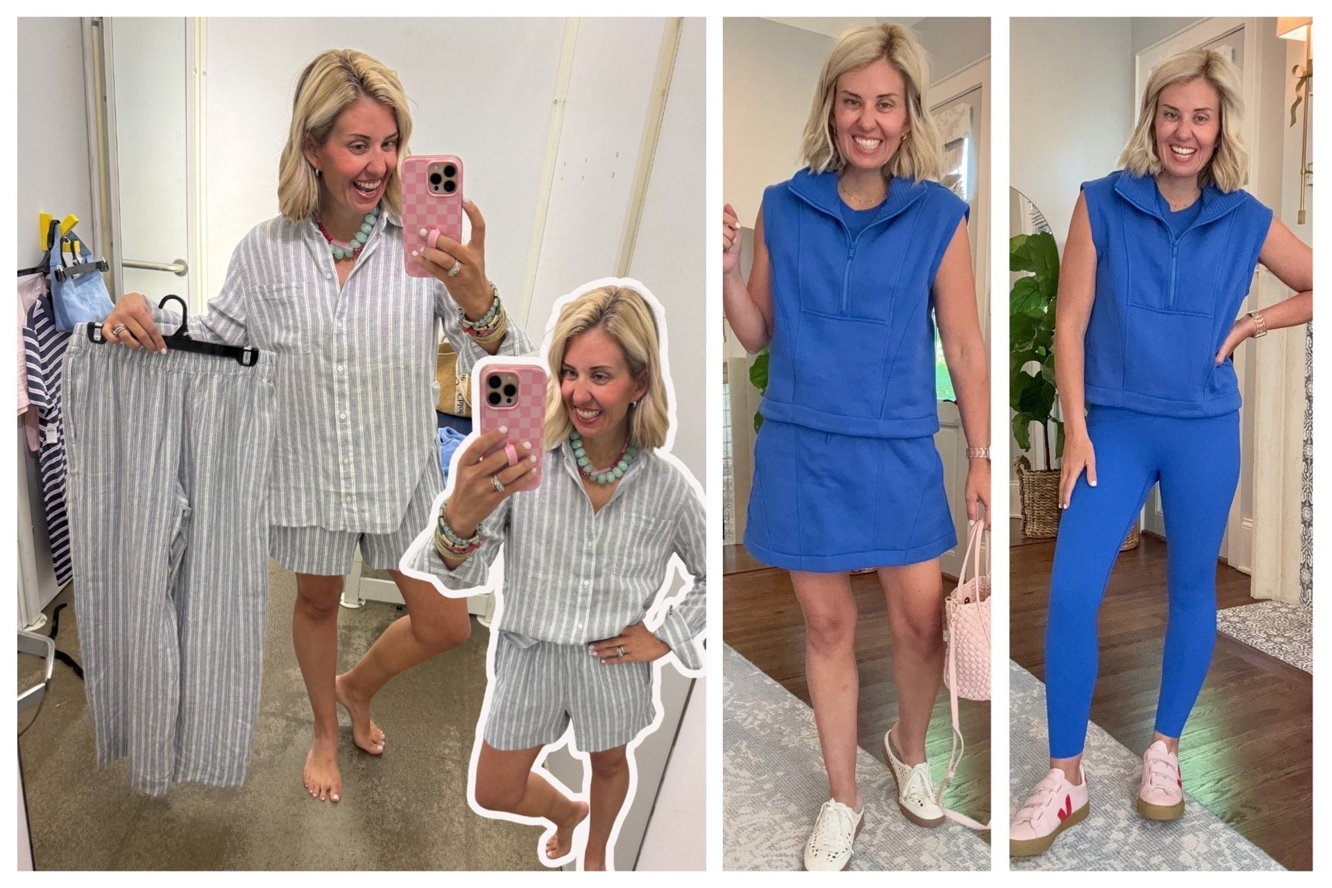 Pro tip… When a set has a third or fourth piece that matches, I always recommend getting it. You are able to mix & match those pieces together and with everything else and get more bang for your buck! 

Old Navy top & pants - xs & short - small
Cropped Tank - small
Sleeveless 1/2 Zip - xs
Leggings - 7/8 small
Cotton Skort - small 

#LTKSeasonal #LTKOver40 #LTKSaleAlert