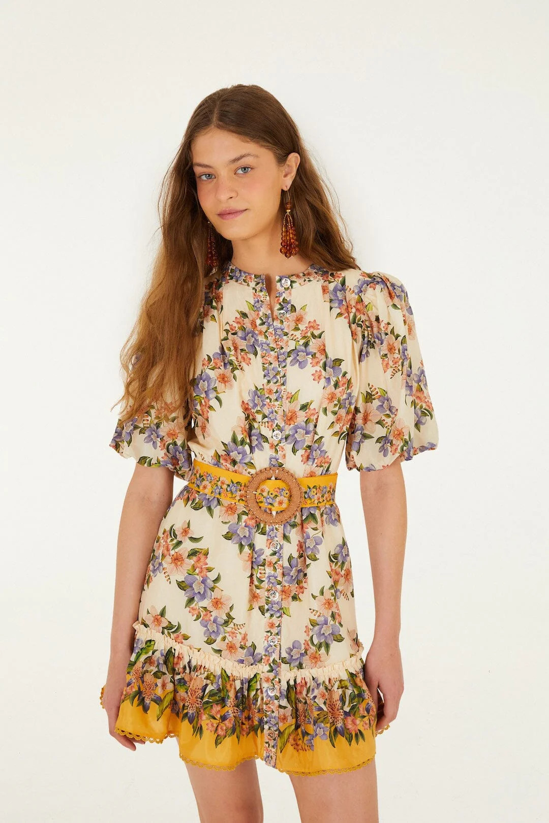 Sand Hilo Stripes Mini Dress | FARM Rio | FarmRio (US)
