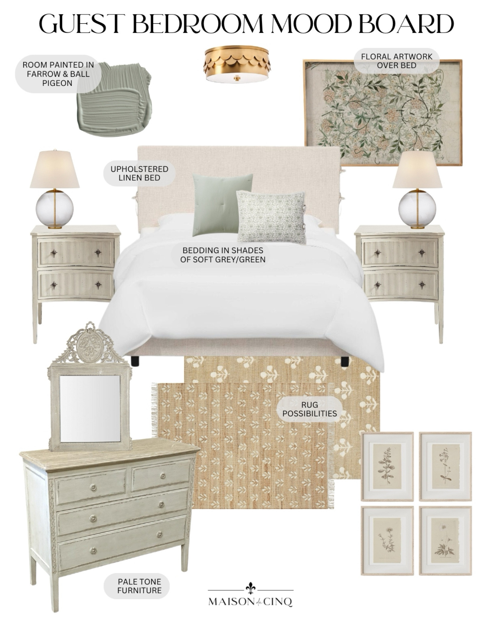 Our new guest room plan! A French-inspired space that’s pretty and serene!

Home decor, primary bedroom, French farmhouse, French country, bed, headboard, area rug, dresser, nightstand, lamp 

#LTKFindsUnder100 #LTKHome