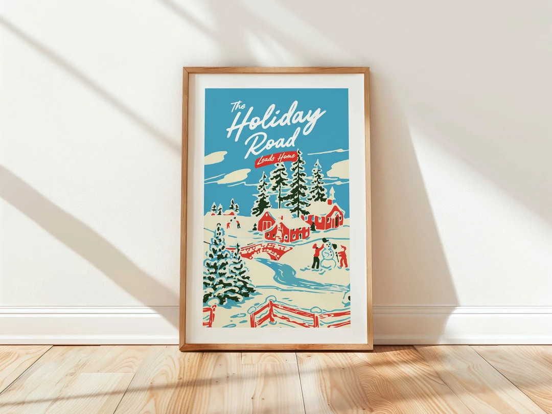 Retro Holiday Art Print Christmas Poster Kitchen Wall Art Christmas Home Decor Winter Kitchen Dec... | Etsy (US)