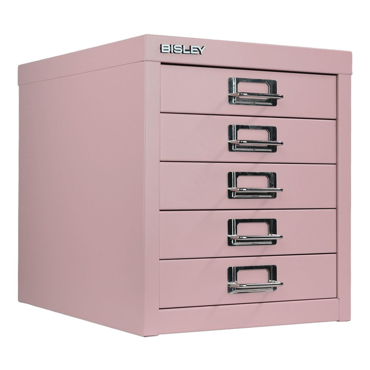 Bisley 5-Drawer Steel MultiDrawer Cabinet - Palest Pink, Chrome Pull Handles with Label Holders, ... | Amazon (US)