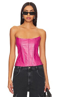 Camila Coelho Kaira Leather Top in Hot Pink from Revolve.com | Revolve Clothing (Global)